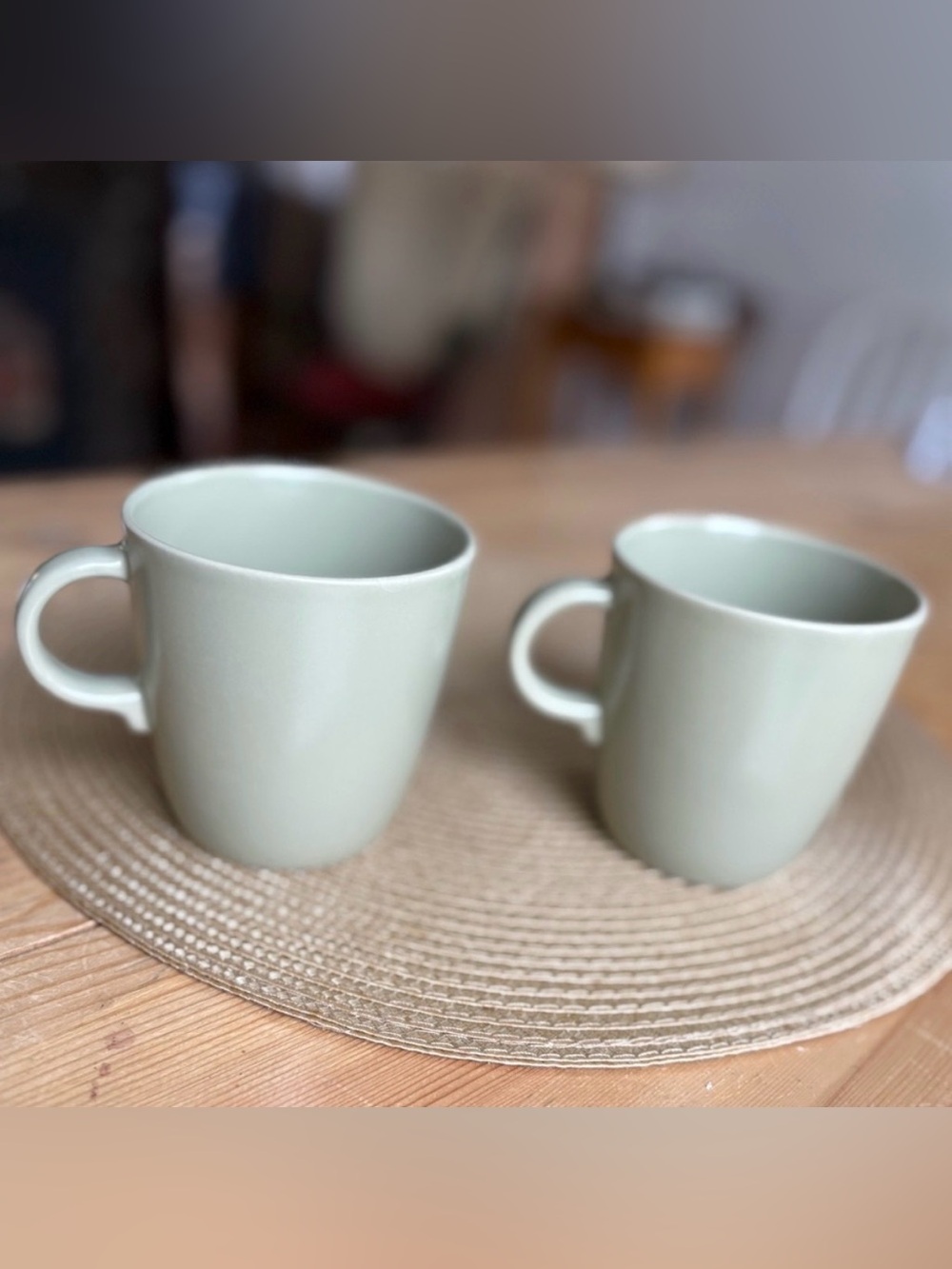 IKEA FÄRGKLAR series of dinnerware mugs Set of two 13 oz Matte Green